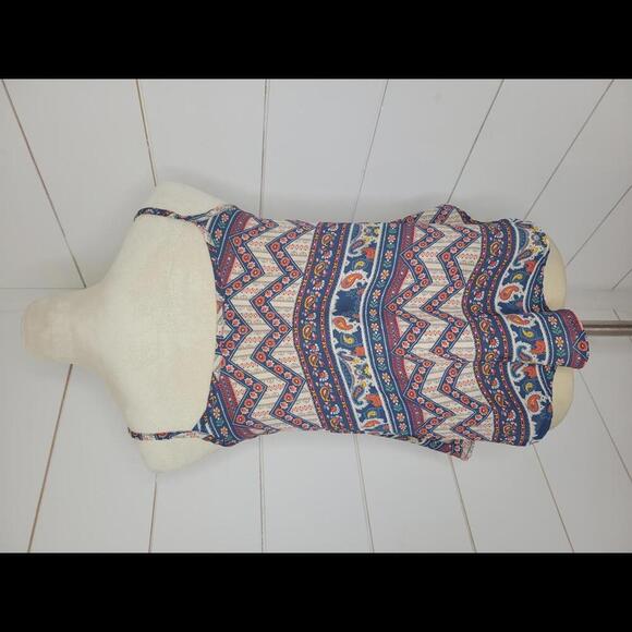 Living Doll XS Blue white red printed cropped tank top - Picture 2 of 5